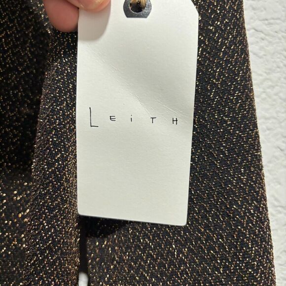 Leith Womens Jacket Large Metallic Gold Button Long Sleeve Notch Lapel Collar - Picture 4 of 8